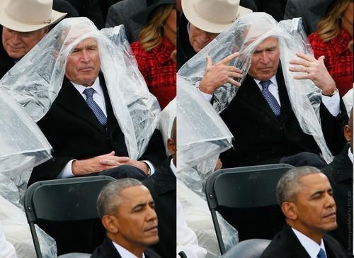 Джордж Буш (в центре) и Барак Обама