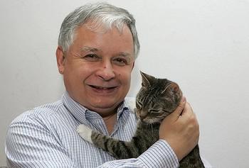 Лех Качиньский и кошка